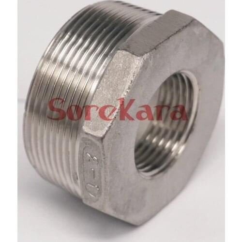 304 Stainless Steel Reducer Bushing 1-1/2" BSP Male Thread to 1" BSP Female Thread Pipe Fitting Gas Fuel