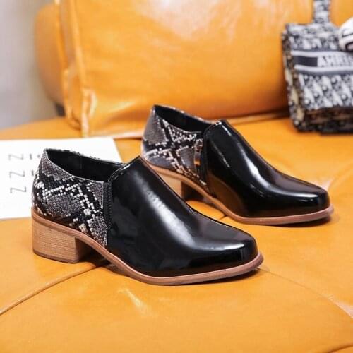 LLOGAI Rome Chelsea Boots Serpentine Square Heels Ankle Boots for Women Spring Round Toe PU Fashion Short Boot Shoes Woman 2021