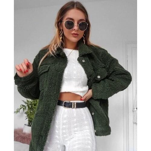 2018 autumn Winter Warm OutWEAR Coat Ladies turn-Down Collar button pockets Cashmere Baggy Long cardigans Outfit