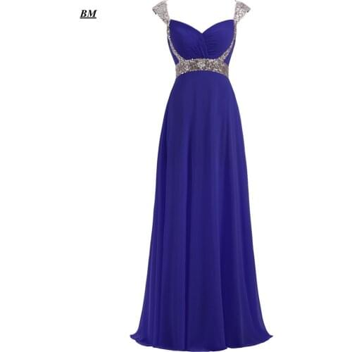 BM 2020 New Cheap A-Line Chiffon Prom Dresses Beaded Lace Up Long Formal Evening Dress Party Gown Vestidos Robe De Soiree BM283