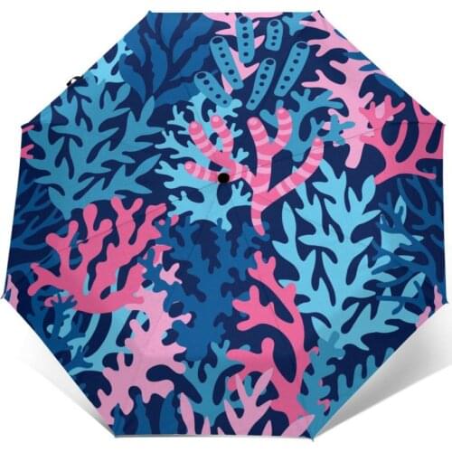 Marine Summer Corals Windproof Automatic Folding Inverted Umbrella Portable Paraguas for Man Woman