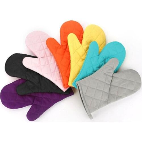 1PC Oven Mitts Cotton Oven Mitt Solid Color Heat Proof Resistant Protector Kitchen Cooking Pot Holder Glove Kitchen Tools
