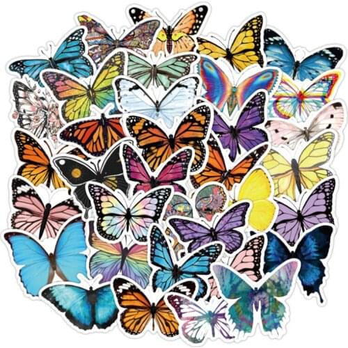 10/30/50PCS Creative Color Butterfly Waterproof Graffiti Sticker Water Cup Cute Luggage Notebook Guitar Decoration Toy Wholesale