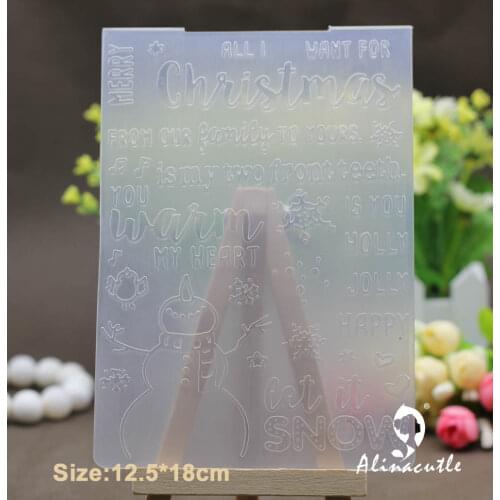 12.5*18cm PLASTIC EMBOSSING FOLDER Alinacraft winter snowman DIY scrapbook album card decoration paper craft background folder