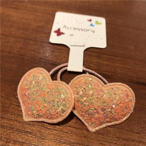 2pcs/Lot Glitter Heart Shaped Hairband Headwear Trinket Fabric Elastic Rubber Accessories Chaim Multicolor Hair Rope Baby Gift