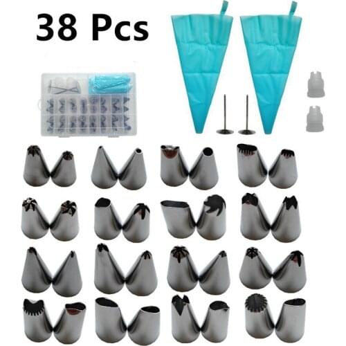 20 Set Cake Decorating Supplies Icing Nozzles with Stainless Icing Tips,Pastry Bags,Couplers,Flower Nails Wholesale