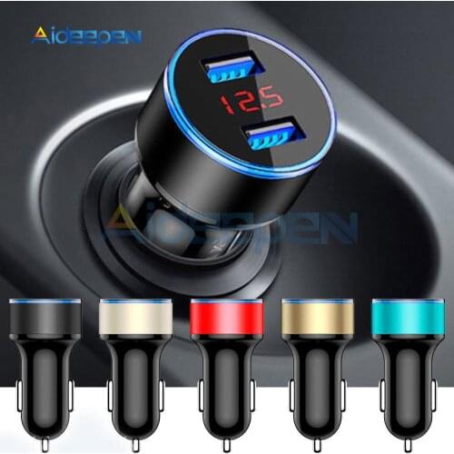3.1A 5V Car Charger for Mobile Phone Fast Charger Digital Voltage Display USB charger for Xiaomi Samsung S8 iPhone 6 6s 7 8 Plus