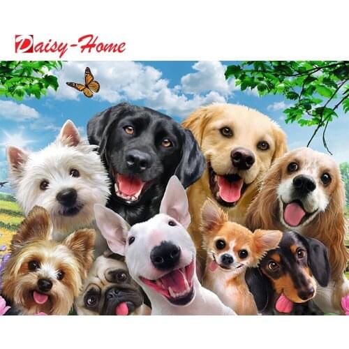 5d Diy Diamond Painting Cartoon Dogs Animal Full square round Diamond Embroidered Mosaic handmade Picture Rhinestone Home Crafts