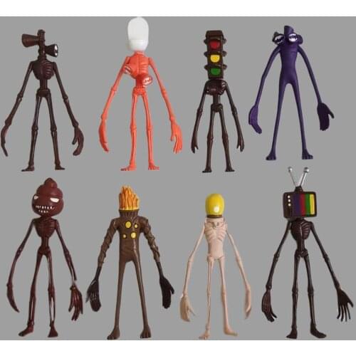 8PCS Set Anime Siren Head Action Figure Toy Sirenhead Horror Model Doll Sculpture Shy Guy Urban Legend Scp 6789 Plastic Toys