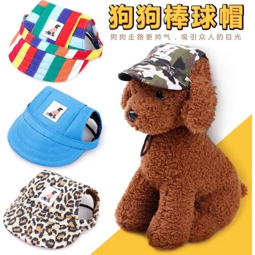 Pet Accessories Baseball Cap Teddy Dog Hat with Ear Holes Puppy Large Medium Small Dogs Sun Outdoor Hiking Canvas Adjustable