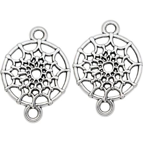 Antique Silver Plated 1-1 Dreamcatcher Connectors for Jewelry Making Bracelet Accessories DIY Handmade Findings 33x23mm