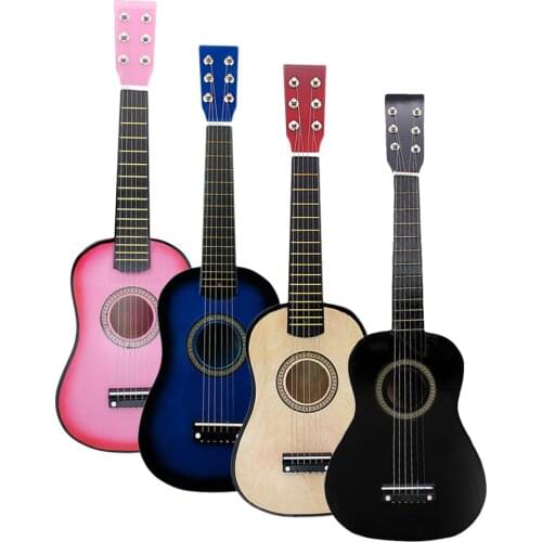 Solid Wood 23inch Acoustic Folk Guitar Mini Stringed Instrument for Beginners Children Students