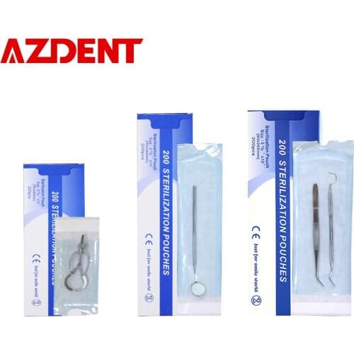 AZDENT 3 Sizes Self Sealing Sterilization Pouches Disposable Dental Instrument Medical Grade Paper 200pcs/box 100% Brand New