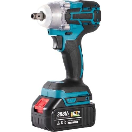 Drillpro 388VF 520N.m Brushless Cordless Electric Impact Wrench Power Tools 15000Amh Battery +Sleeve Adapt to 18V Battery