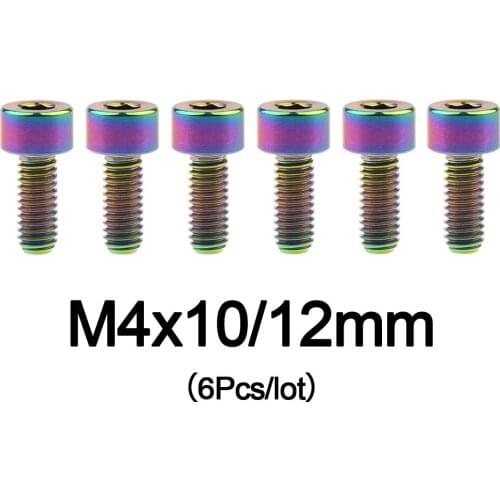 Xingxi 6Pcs M4 Titanium Ti Bolt M4x10 12mm Inner Hexagon Stigma DIN912 Screw for Bike Bicycle