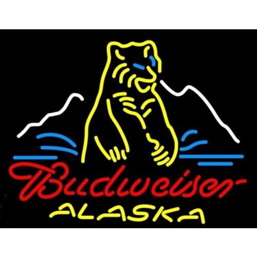 Budweiser Alaska Polar Bear Custom Handmade Real Glass Tube Beer Bar Store KTV Advertise Decoration Display Neon Signs 24"X20"
