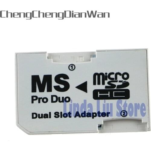 ChengChengDianWan Dual Slot Micro SD TF To MS Memory Stick Pro Duo Adapter for PSP1000 2000 3000 psp 1000 2000 3000 5pcs/lot