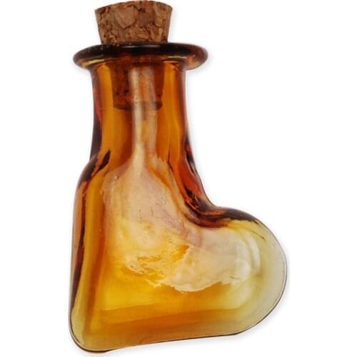 Colorful heart wish glass bottle with cork handmade heart glass vial with cork stopper