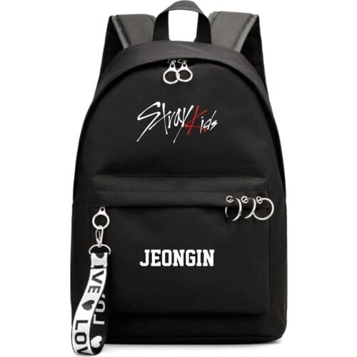 Stray Kids Jisung Woojin Korean Star Backpack School Bags Mochila Travel Bags Laptop Ribbon Ring Circle Backpack Pink Black