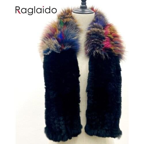 Women Stylish Luxury Scarf Natural Fluffy Fox Fur Shawls Winter Female Warm Fashion Knitted Rabbit Fur Scarves 110x15x12cm