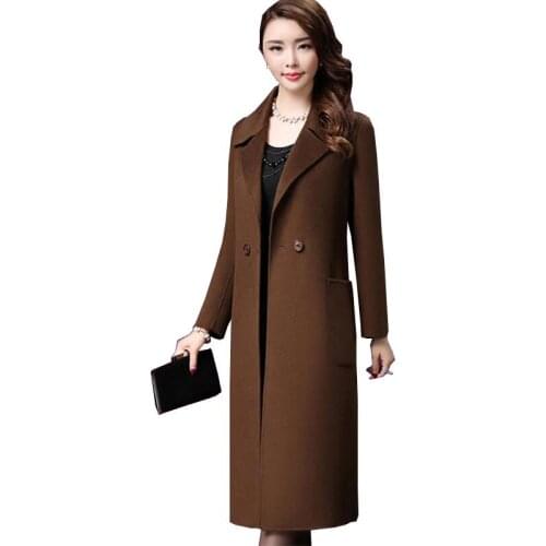 Double sided Cashmere Plus size Autumn Winter Women Wool Coat 2018 Middle aged Top quality Womens Coats Manteau Long Femme Z551