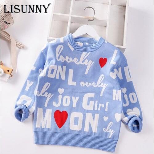 4-12T Kids Boys Jumper Clothes Autumn Winter Warm Pullover Top Long Sleeve Sweater Girls Love Fashion Knitted Gentleman Knitwear