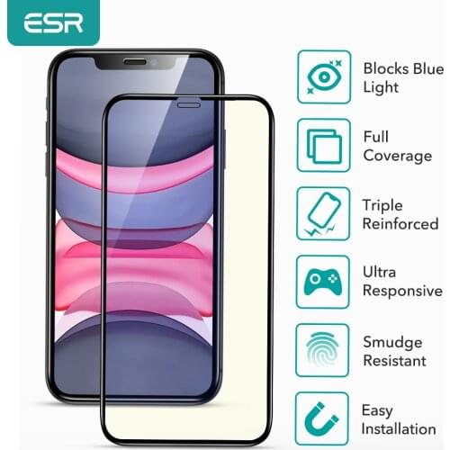 ESR Anti Blue-Ray for iPhone 12 Pro Max Screen Protector for iPhone 12 Pro Tempered Glass 2PCS Full Cover Protective Glass Film