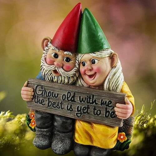 MLGB Garden Gnome Statues Resin Art Desktop Decoration Gnome Couple Outdoor Sculpture Home Decor Ornaments Gifts