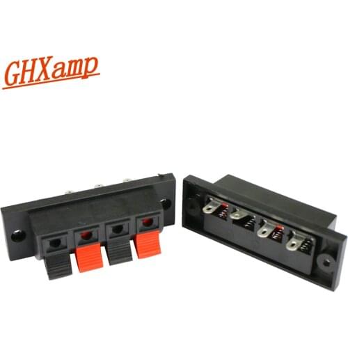 GHXAMP 4 Way Amplifier Speaker Terminal Strip Block Spring Push Release Connector High Quatily Thick ABS Plastic 2pcs