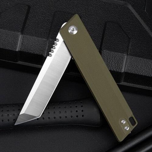 Portable folding knife D2 steel high hardness folding knife outdoor camping self-defense knife G10 survival knife