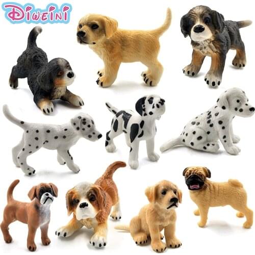 Farm Simulation small hound dalmatian pug dog animal model figures home decor figurine Decoration accessories Gift For Kids toys