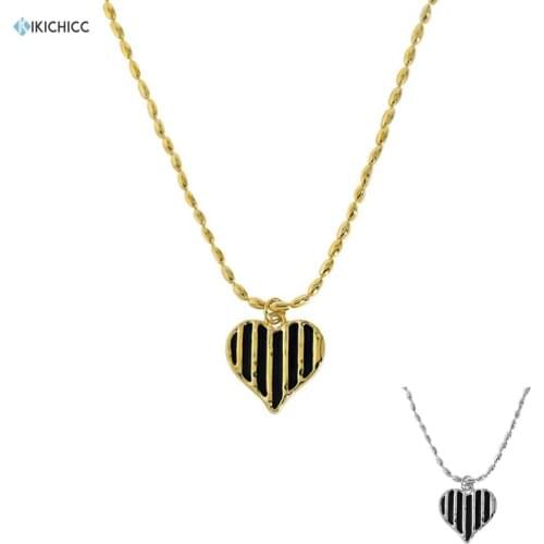 KIKICHICC 925 Sterling Silver Gold Black Enamel Big Heart Pendant Long Chain Women Luxury Jewelry 2021 Women Wedding Party