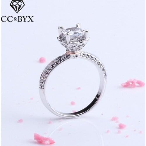 CC Rings For Women Vintage Silver Ring Square Stone Cubic Zirconia Bouquet Bridal Wedding Ring Engagement Accessories CC1507
