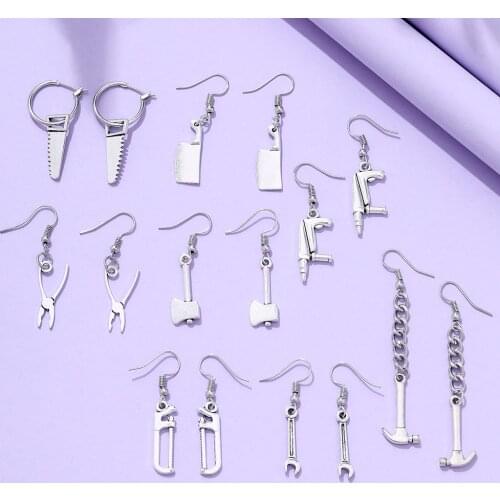 Lost Lady Creative Set Earrings Hip-Hop Style ING Axe Hammer Pliers Earrings Light Luxury Alloy DangleEarrings Wholesale Jewelry