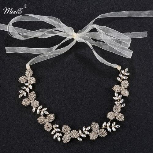 Miallo Wholesale Wedding Women Princess Crown Headband Fashion Gold Crystal Leaves Hair Jewelry Accessories Headdress