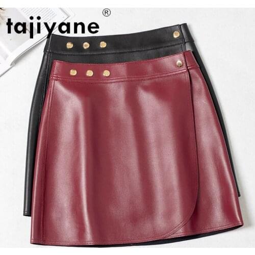 Skirts Mini Black Womens 2021 Real Sheepskin Leather Skirt High Waist Skirt Women Korean Fashion Jupe Femme Pph4726