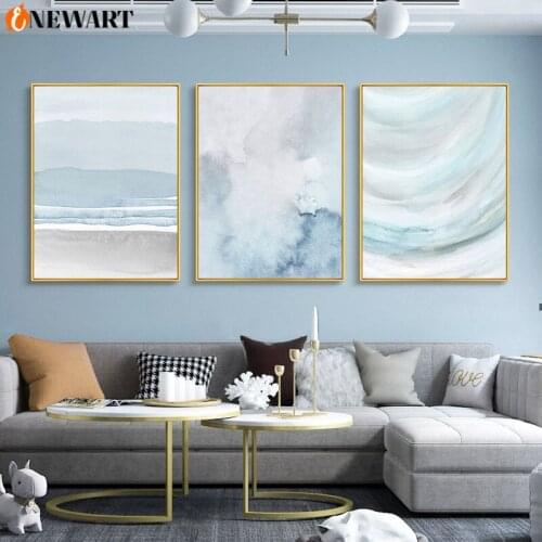 Minimalism Blue Abstract Canvas Painting for Living Room Decoration Wall Art Picture Nordic Fog Wall Poster Modern Home Design