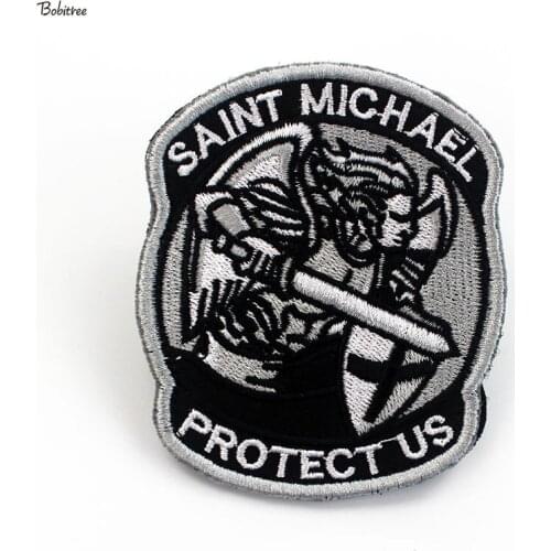 Saint Michael Protect Us Patches 3D with Hook Loop Combat Badges Embroidered Armband For Bags Clothing Decoration