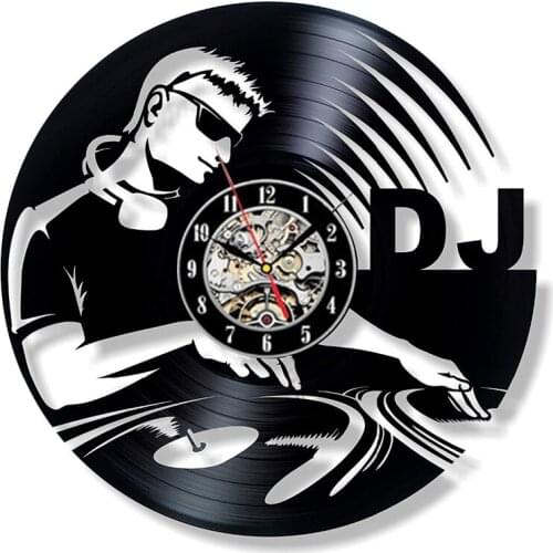 DJing Vinyl Record Wall Clock Music Theme DJ Rock Band Combination CD Clocks Hanging Wall Watch Home Decor relojes de pared
