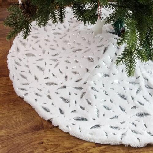 New White Plush Christmas Tree Skirt Gold And Silver Feather Christmas Tree Decoration Tree Group 90/120cm White Fur Tree Skirt