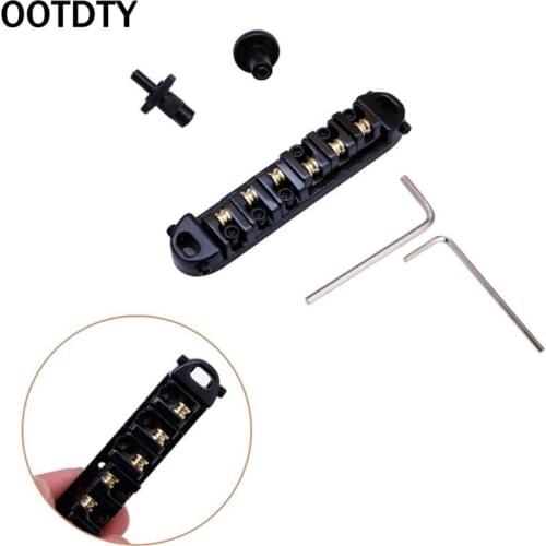 OOTDTY Roller Saddle Locking Tom Black Chrome Bridge Fit for Electric Guitar