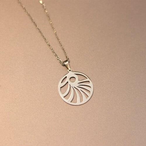 New Big Geometric Fan Stainless Steel Custom Necklace Science Pendants Necklaces Women Men Fashion Minimalist Jewelry Gift