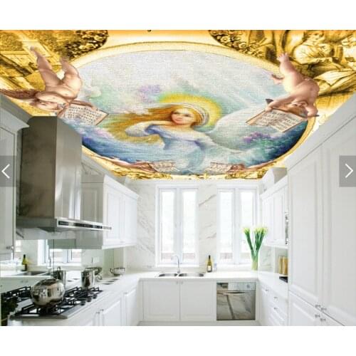 Custom wallpaper ceiling,European medieval angels,3D retro for living room bedroom ceiling restaurant wall papel de parede