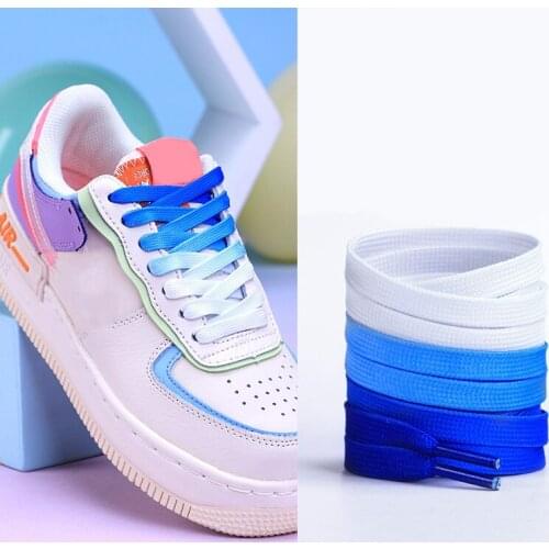 1 Pair Colorful Shoe Laces Flat Fof Casual Canvas White Shoes Rainbow Shoelaces Do not fade Shoelace Men And Women Universal