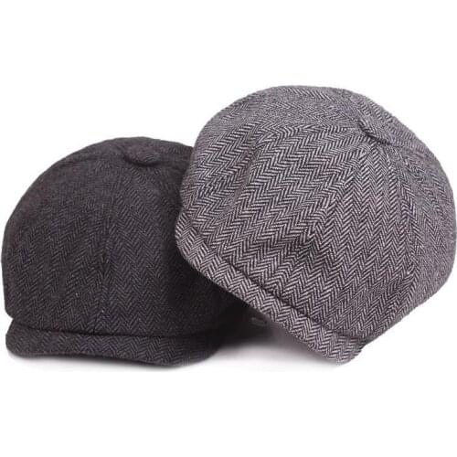 Peaky Blinders Hat Adjustable Men Beret Vintage Herringbone Gatsby Tweed Cap New Arrival Autumn Winter Hats