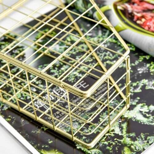 Nordic Wrought Iron Grid File Holder Simple Single Layer Desk Shelf Book Storage P82A