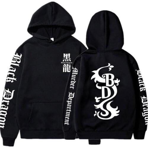 Anime Tokyo Revengers Black Dragon Unisex Hoodies Streetwear Gothic Cartoon Men Long Sleeve Manga Harajuku Hoodies Sweatshirts