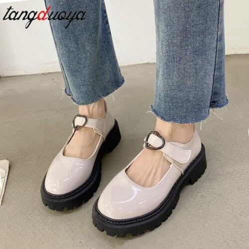 Student Shoes College Girl Lolita Loafers Women Creepers Cosplay Jk Uniform shoes Pu Leather Heart-Shaped Platform Goth Punk