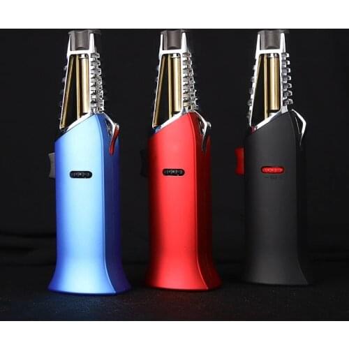 Turbine Straight Butane Lighter Metal Windproof 1300C Lighter Kitchen Outdoor Barbecue Gift for Men Cigar Accessories