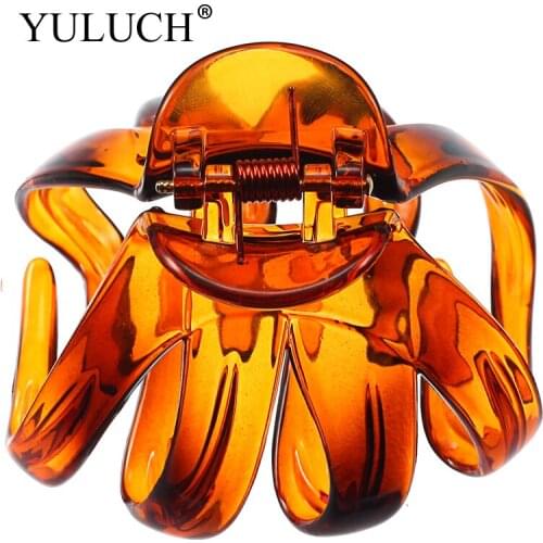 YULUCH Extra Large Octopus Hair Claw Clip Girls Black/Gold/Yellow Acrylic Big Hairpin Claws Korean Headdress For Women Gifts
